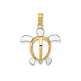 14k Multi-Tone Gold Sea Turtle Pendant, Open Coastal Design, Nature-Inspired Unisex Jewelry