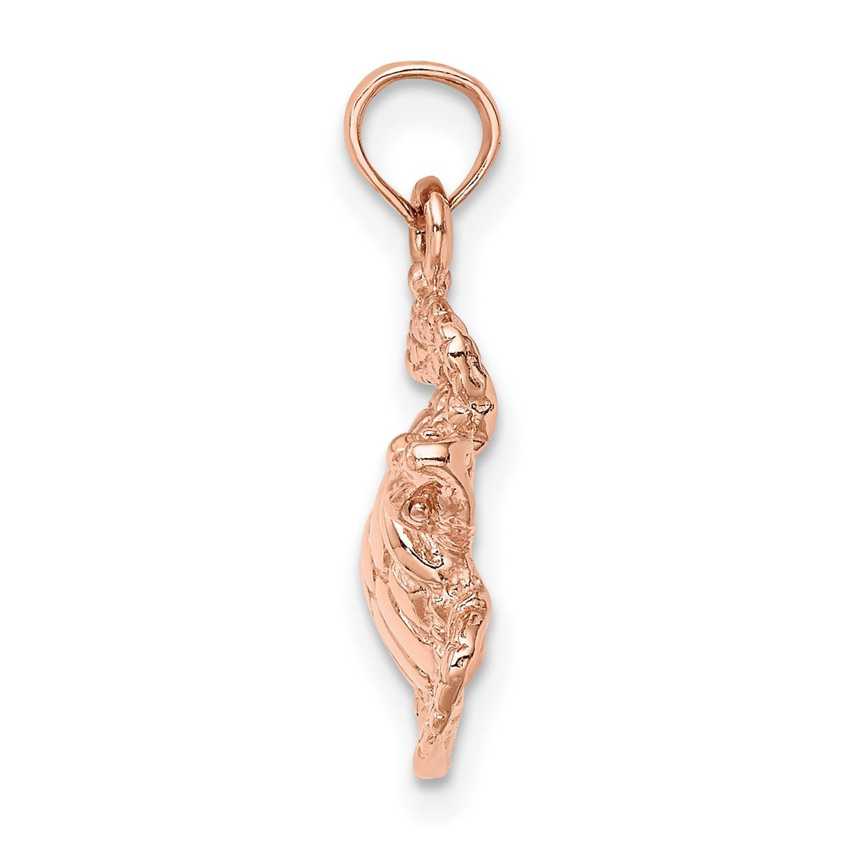 14k Rose Gold Sea Turtle Pendant with Textured Design, Nautical Ocean Theme Charm