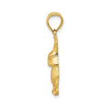 14k Yellow Gold Bunny Pendant, Detailed Sitting Rabbit Charm, Nature-Inspired Animal Jewelry