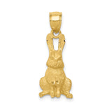 14k Yellow Gold Bunny Pendant, Detailed Sitting Rabbit Charm, Nature-Inspired Animal Jewelry