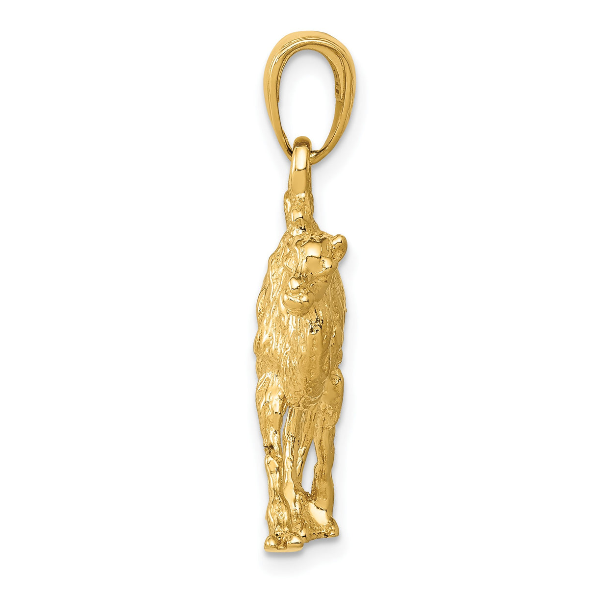 14k Yellow Gold Camel Pendant, Dromedary Charm Symbolizing Endurance and Travel