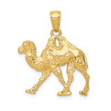 14k Yellow Gold Camel Pendant, Dromedary Charm Symbolizing Endurance and Travel
