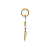 14k Yellow Gold Rooster Pendant, Cutout Animal Symbol with Detailed Design, Unisex Jewelry Charm
