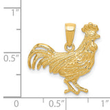14k Yellow Gold Rooster Pendant, Zodiac Animal Charm for Women or Unisex