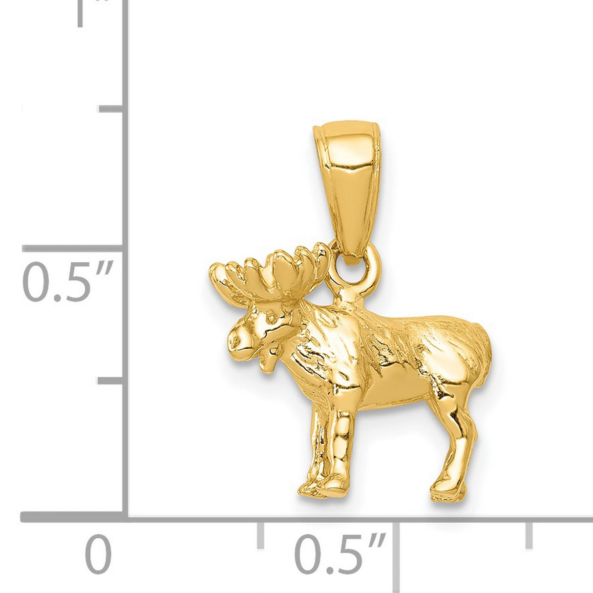 14k Yellow Gold Moose Pendant with Detailed 3D Design, Rustic Wildlife Charm for Nature Lovers