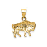 14k Yellow Gold Buffalo Pendant, American Bison Totem with Western and Native Spirit Style
