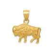 14k Yellow Gold Buffalo Pendant, American Bison Totem with Western and Native Spirit Style