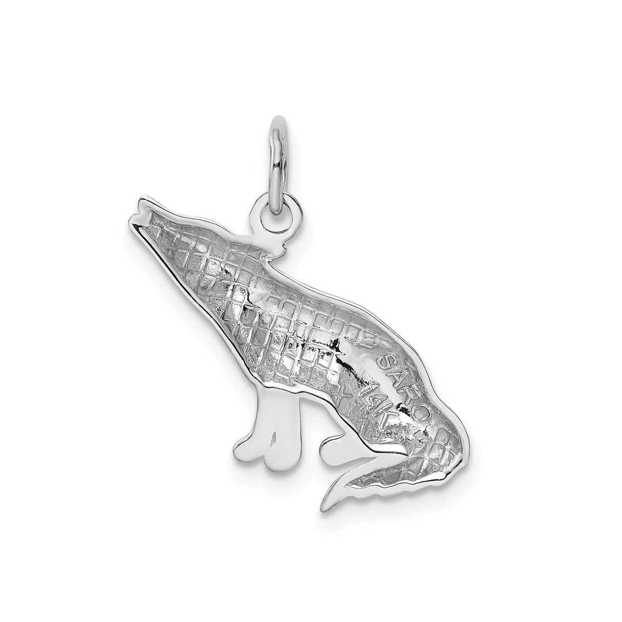 14k White Gold Howling Wolf Pendant, Wildlife Animal Talisman Charm