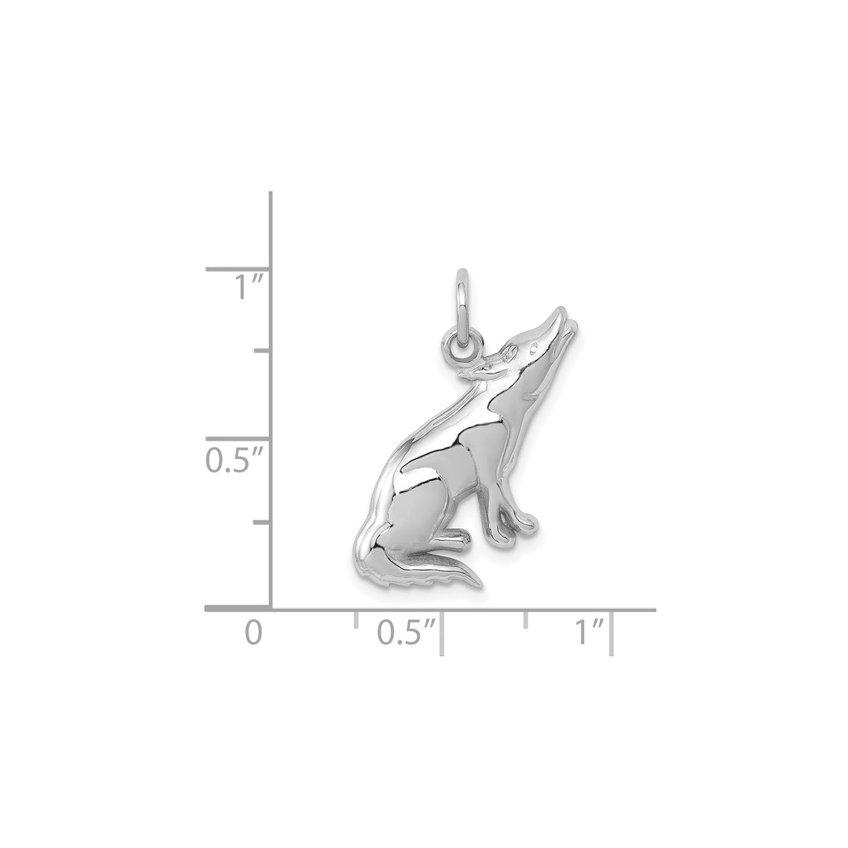 14k White Gold Howling Wolf Pendant, Wildlife Animal Talisman Charm