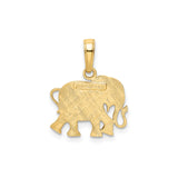 14k Yellow Gold Elephant Pendant with Ornate Detailing, Symbol of Wisdom and Luck