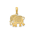 14k Yellow Gold Elephant Pendant with Ornate Detailing, Symbol of Wisdom and Luck