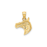 14k Yellow Gold Horse Head Pendant with Bridle Detail, Western Equestrian Style Charm