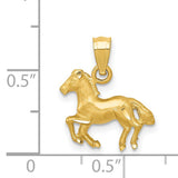 14k Yellow Gold Horse Pendant with Detailed Running Horse Design, Equestrian Charm
