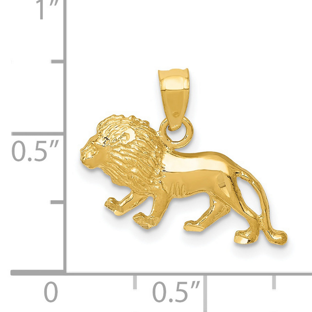 Walking Male Lion Charm Pendant in Real 14k Yellow Gold