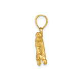 14k Yellow Gold Monkey Pendant with Polished and Textured Finish, Zodiac Animal Design