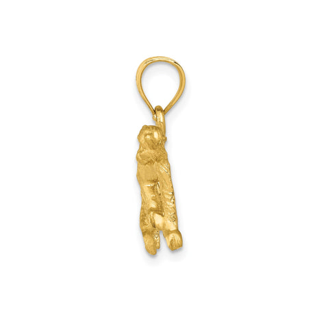 14k Yellow Gold Monkey Pendant with Polished and Textured Finish, Zodiac Animal Design