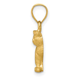 Sitting Cat Charm Pendant in Real 14k Yellow Gold