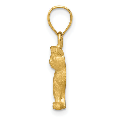 Sitting Cat Charm Pendant in Real 14k Yellow Gold