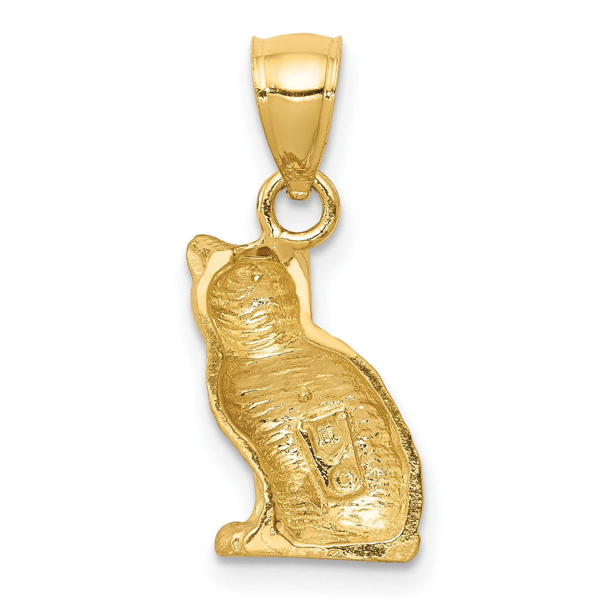Sitting Cat Charm Pendant in Real 14k Yellow Gold