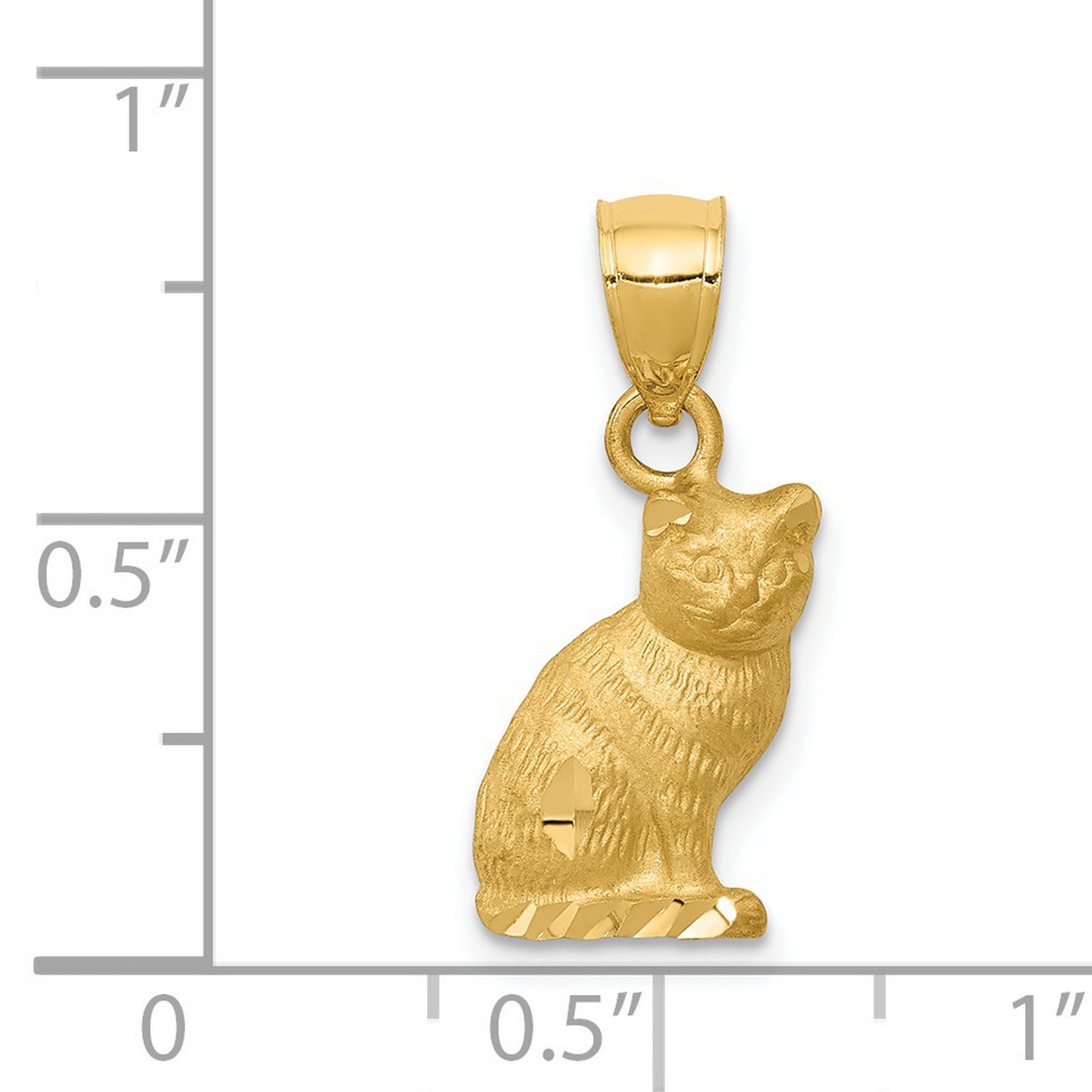 Sitting Cat Charm Pendant in Real 14k Yellow Gold
