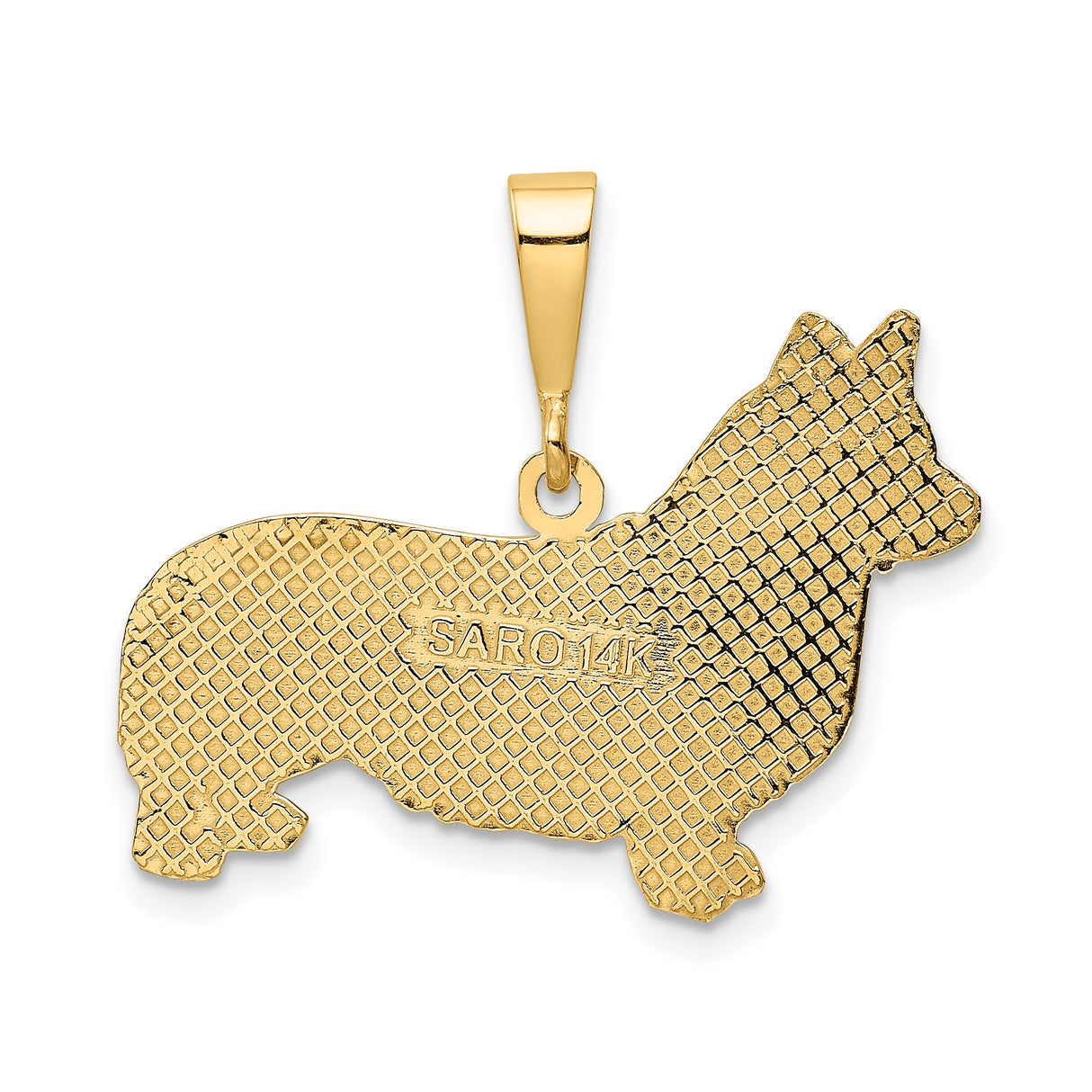 14k Yellow Gold Corgi Pendant, Textured Dog Charm Symbolizing Loyalty and Affection