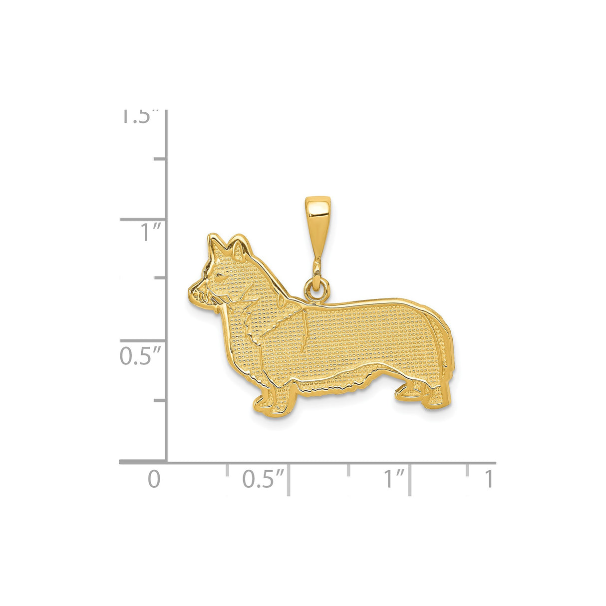 14k Yellow Gold Corgi Pendant, Textured Dog Charm Symbolizing Loyalty and Affection