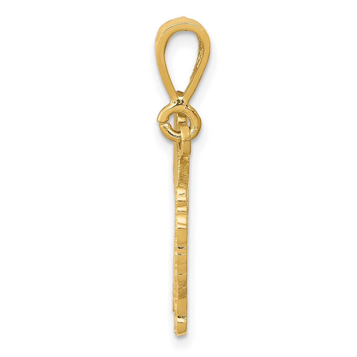 Textured Persian Cat Charm Pendant in Real 14k Yellow Gold