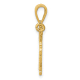 Textured Persian Cat Charm Pendant in Real 14k Yellow Gold