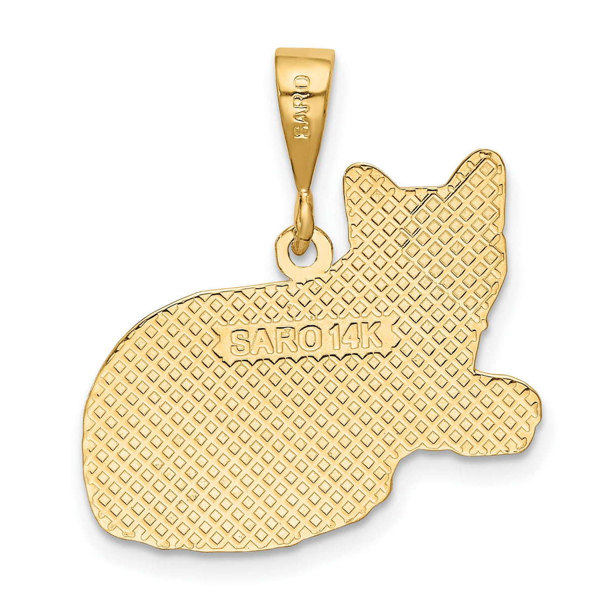 Laying Russian Blue Cat Charm Pendant in Real 14k Yellow Gold