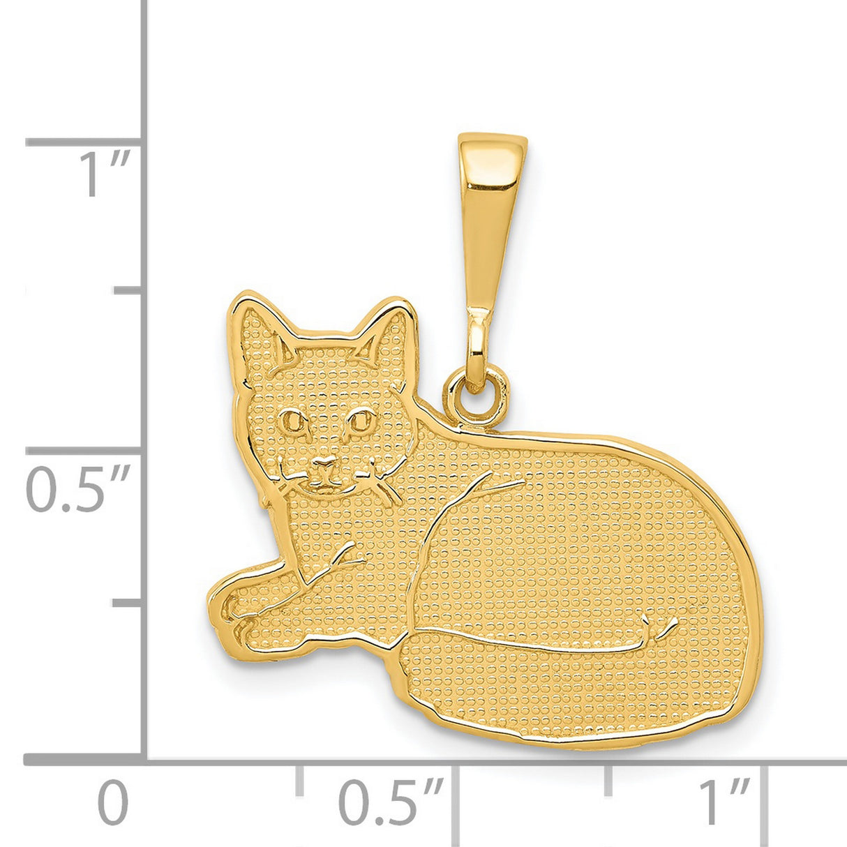 Laying Russian Blue Cat Charm Pendant in Real 14k Yellow Gold