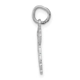 14k White Gold Dog Charm Pendant with Bow Tie Detail, Sitting Puppy Design