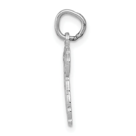 14k White Gold Dog Charm Pendant with Bow Tie Detail, Sitting Puppy Design