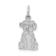 14k White Gold Dog Charm Pendant with Bow Tie Detail, Sitting Puppy Design