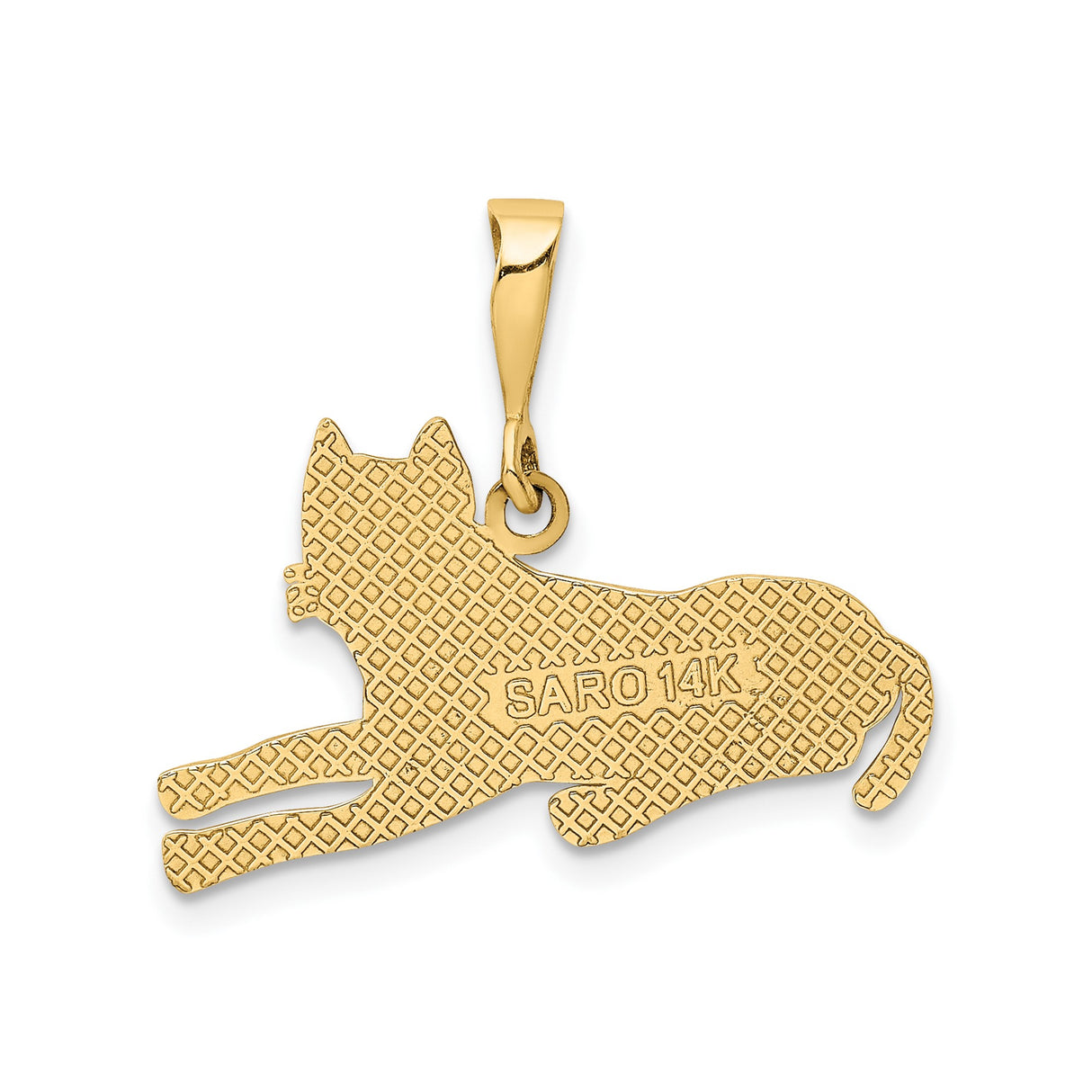 14k Yellow Gold Laying Dog Pendant, Textured Animal Charm for Women or Unisex Wearers
