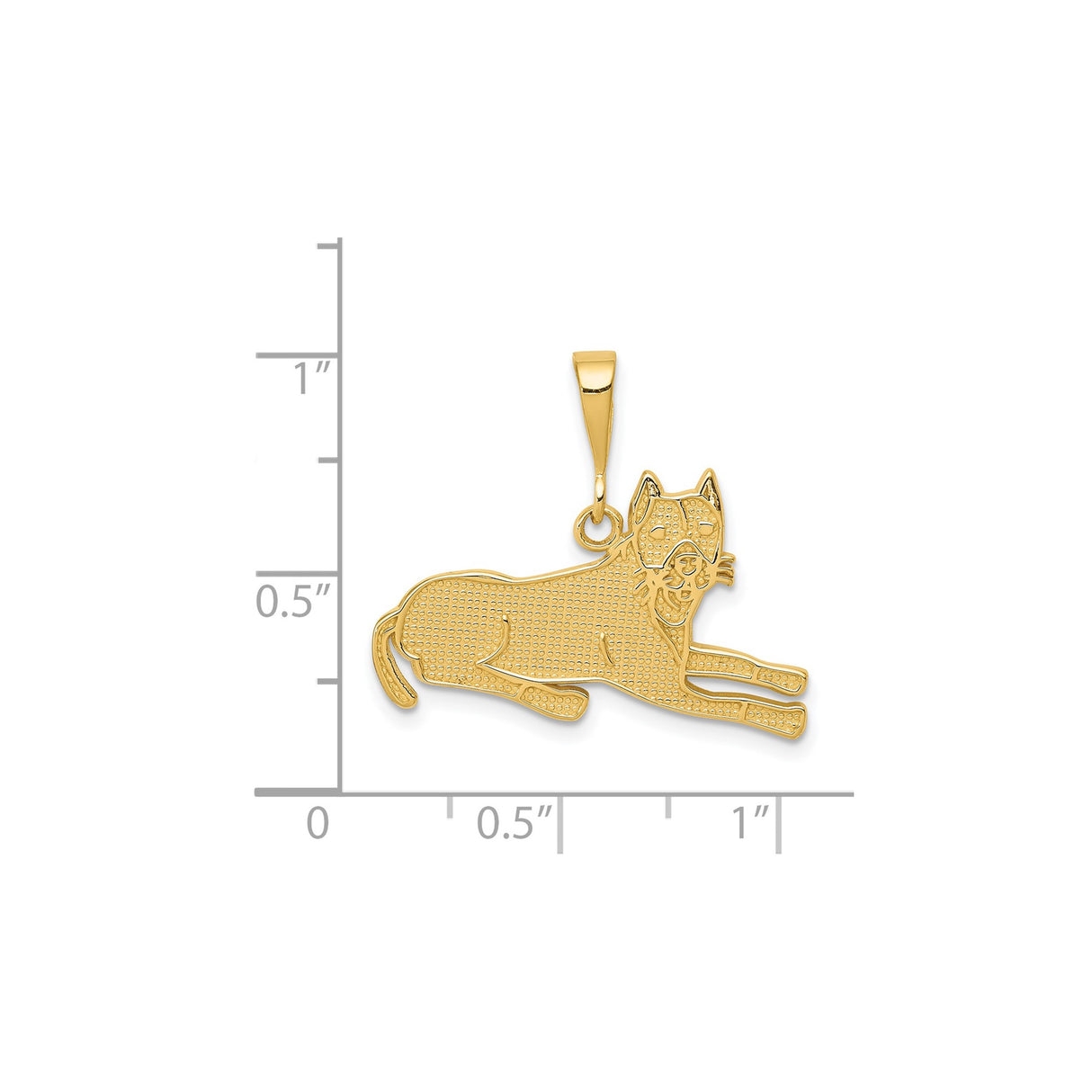 14k Yellow Gold Laying Dog Pendant, Textured Animal Charm for Women or Unisex Wearers