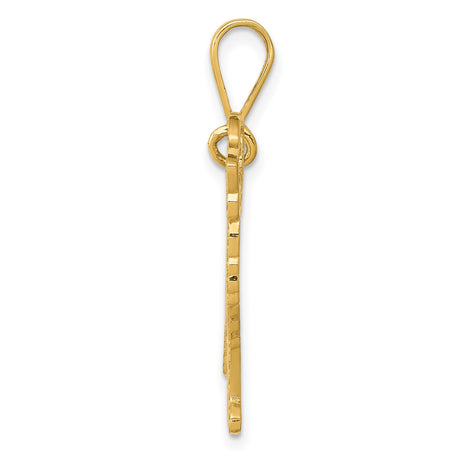 14k Yellow Gold Dog Pendant with Detailed Long Haired Retriever Outline