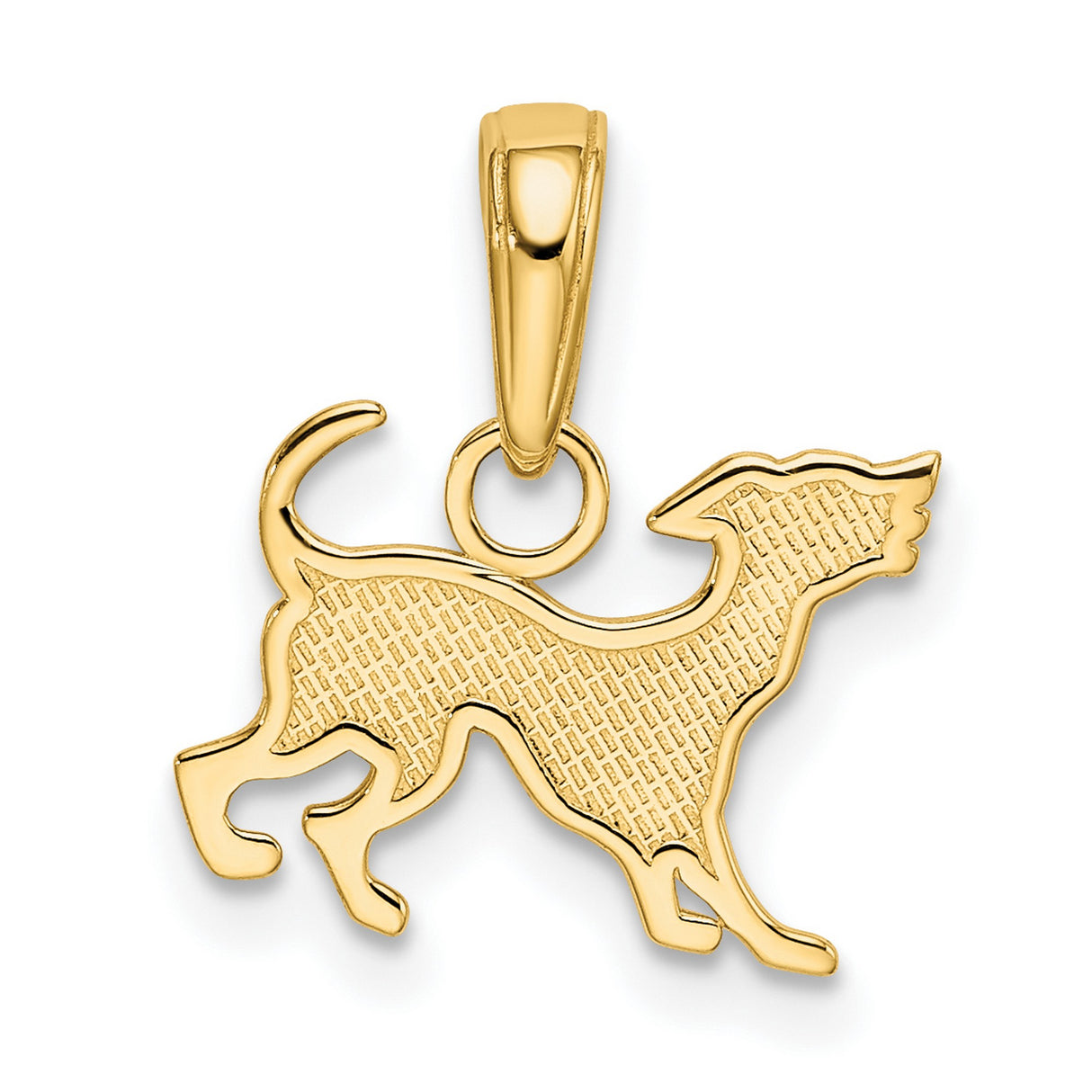 14k Yellow Gold Running Dog Pendant, Detailed Pet Memorial Charm, Animal Jewelry for Women or Unisex Wear