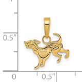 14k Yellow Gold Running Dog Pendant, Detailed Pet Memorial Charm, Animal Jewelry for Women or Unisex Wear