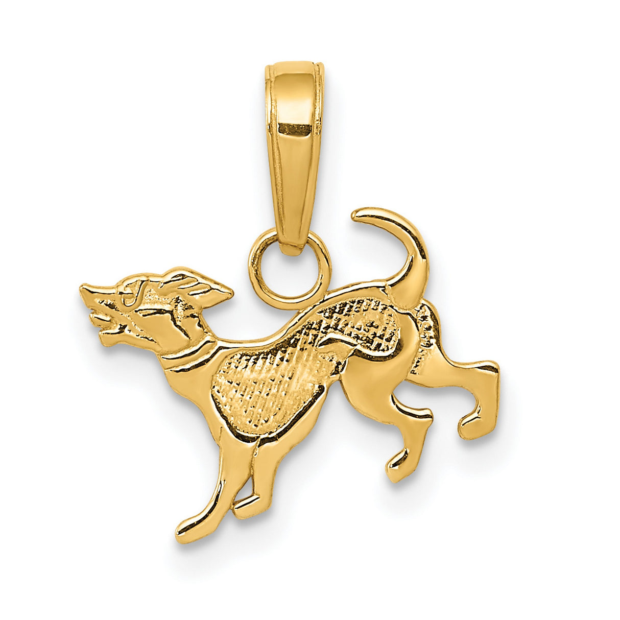 14k Yellow Gold Running Dog Pendant, Detailed Pet Memorial Charm, Animal Jewelry for Women or Unisex Wear