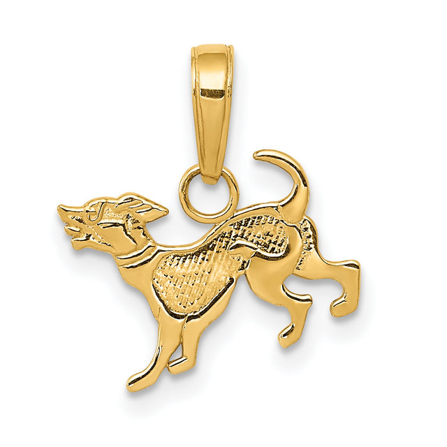 14k Yellow Gold Running Dog Pendant, Detailed Pet Memorial Charm, Animal Jewelry for Women or Unisex Wear