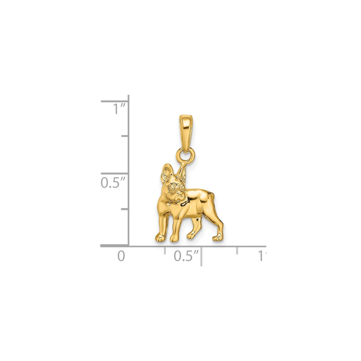 14k Yellow Gold French Bulldog Pendant Charm, Detailed Dog Breed Jewelry for Women or Unisex
