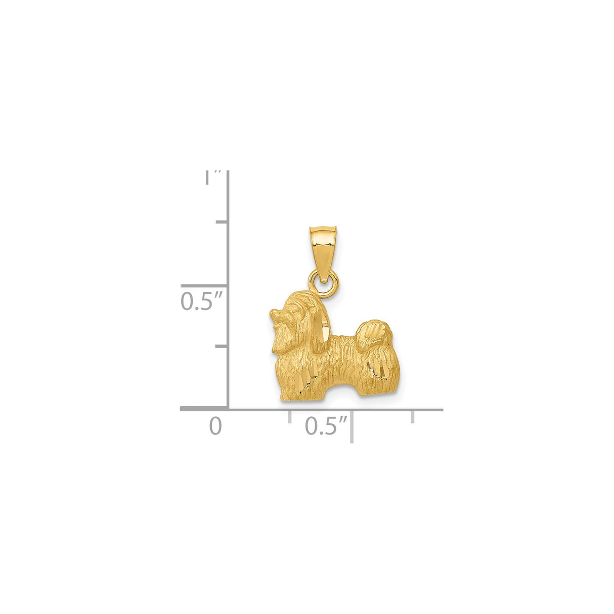 14k Yellow Gold Shih Tzu Pendant, Textured Dog Charm with Realistic Detail for Women or Unisex Wear
