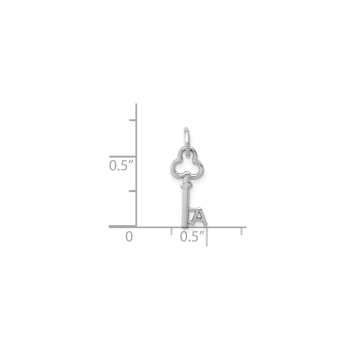 14k White Gold Key Pendant with LA Letters, Urban City Charm for Women or Unisex Wear