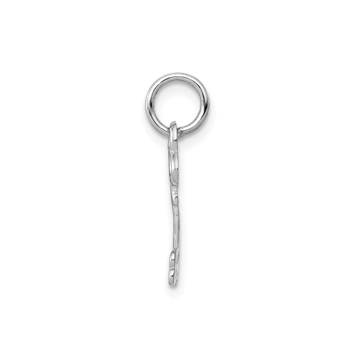 14k White Gold Letter B Key Pendant, Monogram Charm, Minimalist Jewelry for Women or Unisex Wear