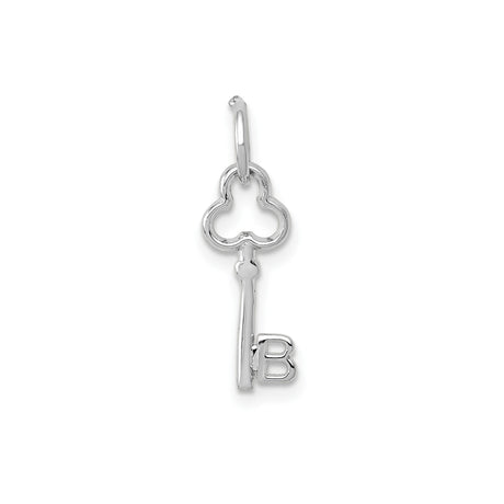 14k White Gold Letter B Key Pendant, Monogram Charm, Minimalist Jewelry for Women or Unisex Wear
