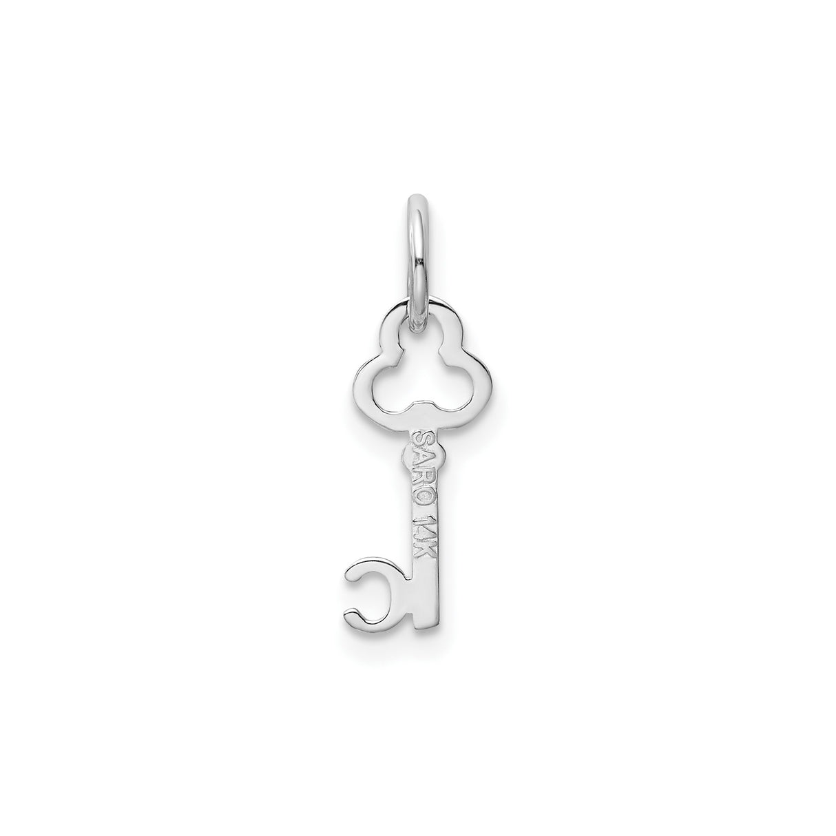 14k White Gold Key Pendant, Vintage Skeleton Key Design, Polished Finish, Christian Jewelry
