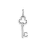 14k White Gold Key Pendant, Vintage Skeleton Key Design, Polished Finish, Christian Jewelry