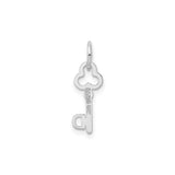14k White Gold Key Pendant with Clover Top and Letter D Base, Monogram Charm