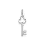 14k White Gold Key Pendant Charm with Vintage Skeleton Design