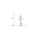 14k White Gold Skeleton Key Pendant with Uppercase Letter F Initial, Unisex Charm